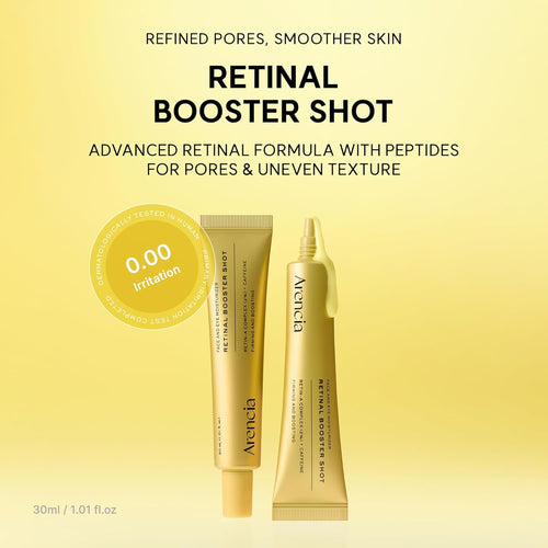 Arencia Retinal Booster Shot Serum, Firming Advanced Night Serum with Caffeine and Ectoin for Mature Skin, Pore Minimizing, WFine Lines & Wrinkles, Korean Skincare 30ml/1.01 fl.oz